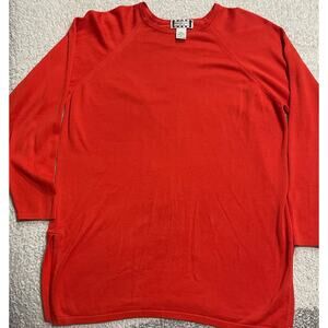 Henri Bendel Womens Small Long Sleeve Cotton Sweater Orange Made In Italy